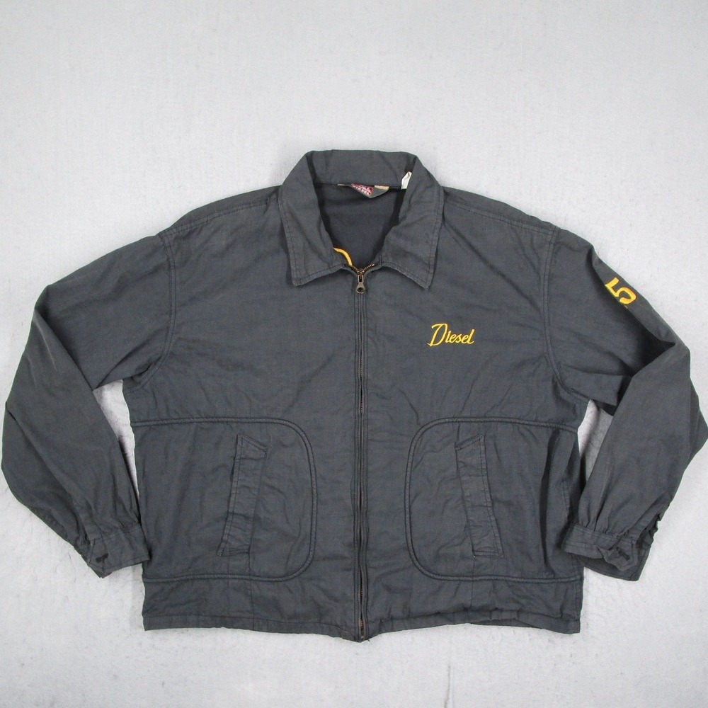 Vintage Diesel Team Racing Jacket Mens XL Black Cotton Full Zip Made in Italy 55